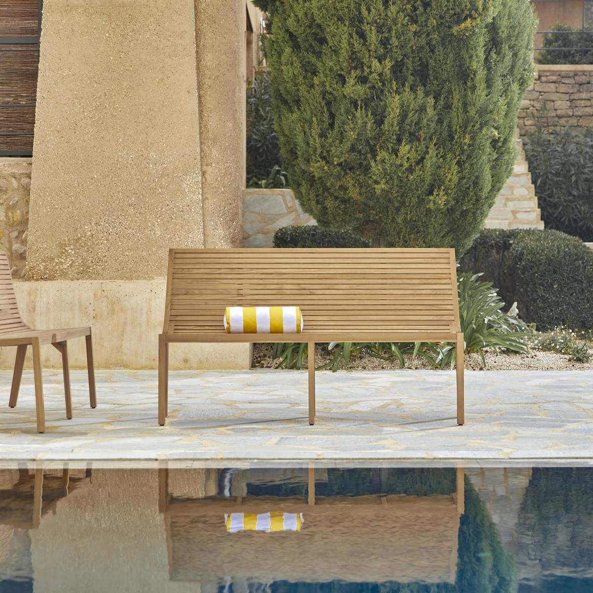 Banc de jardin en Teck massif, TEO naturel, TIKAMOON