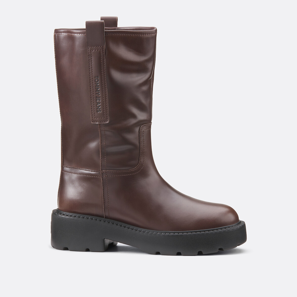 Leather Tubular Calf Boots brown, TOMMY JEANS