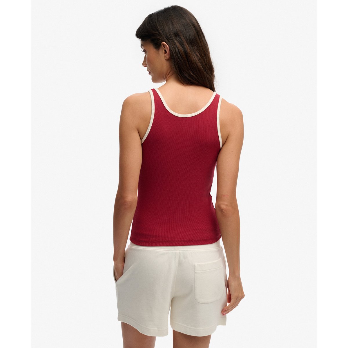 Débardeur Essential Logo à Encolure Arrondie rouge bordeaux, SUPERDRY