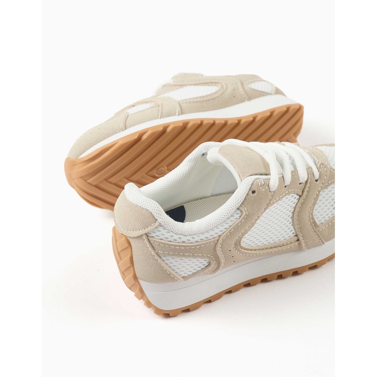 Baskets avec lacets et semelle en caoutchouc antidérapante beige, ZIPPY