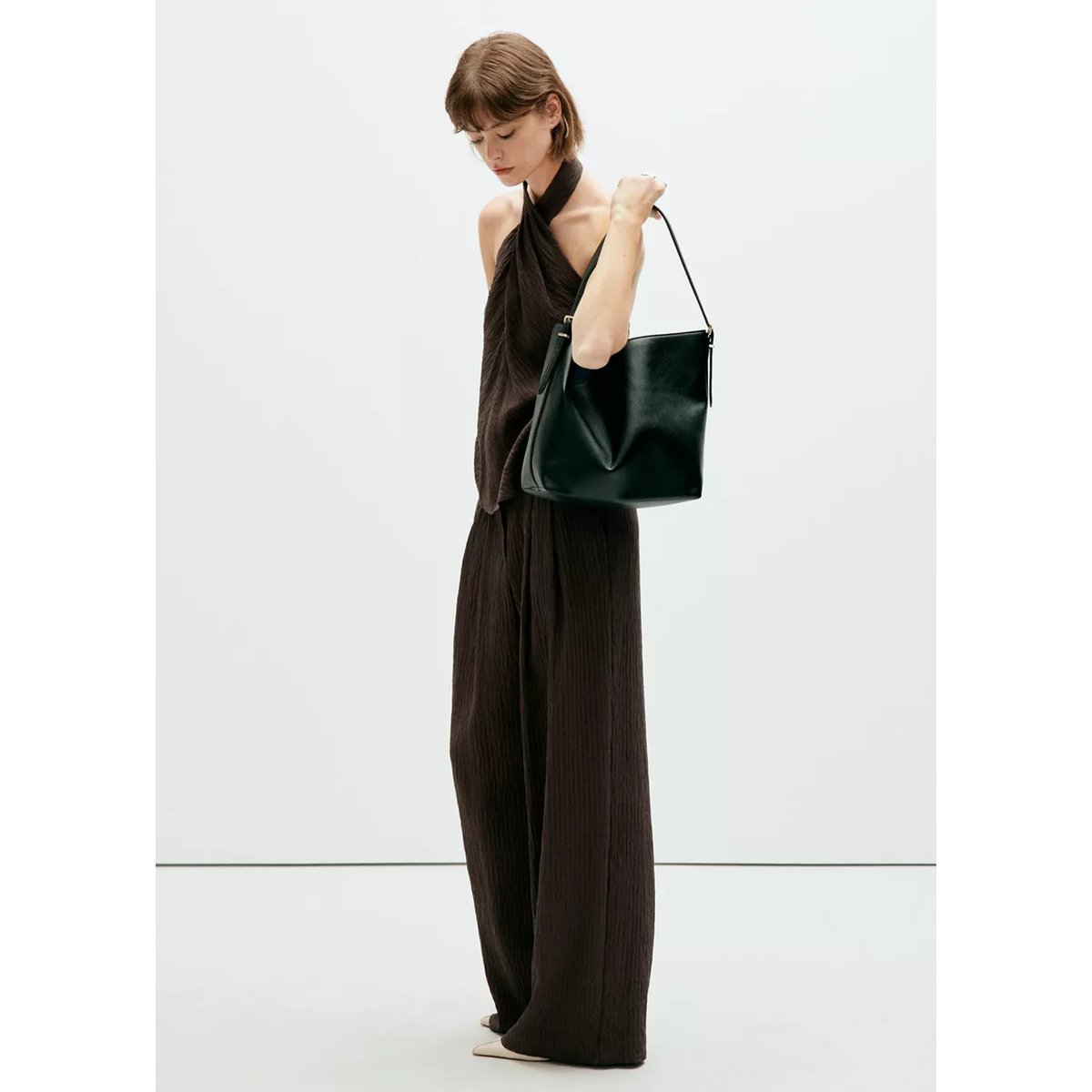 Top texturé emmanchures américaines marron, MANGO