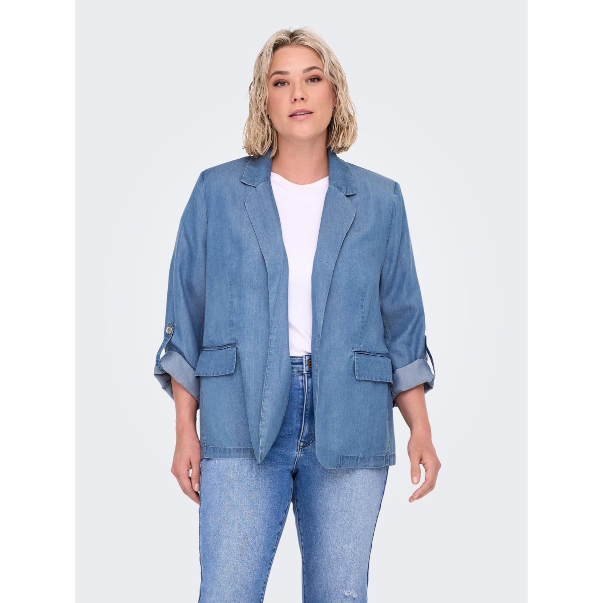 Blazer medium blue denim, ONLY CARMAKOMA