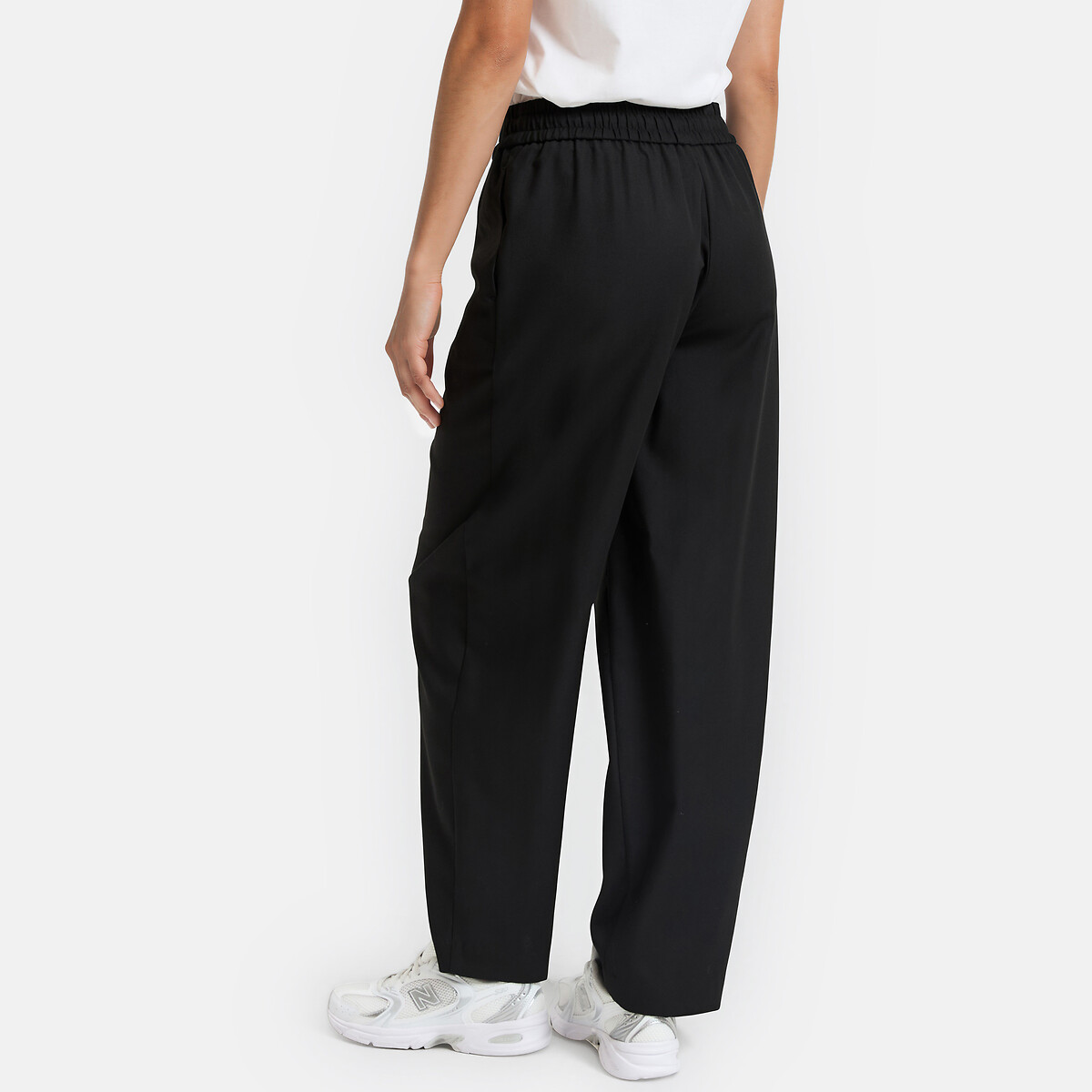 Pantaloni a zampa d'elefante dalla linea morbida, con elastico in vita nero , LA REDOUTE COLLECTIONS