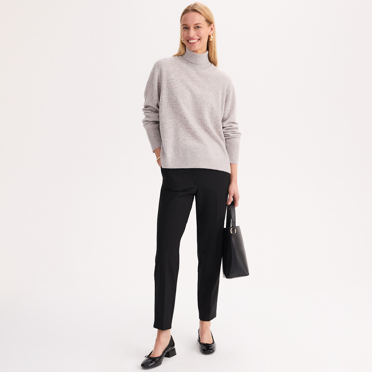 Stretch Wool Blend Chinos black, ANNE WEYBURN