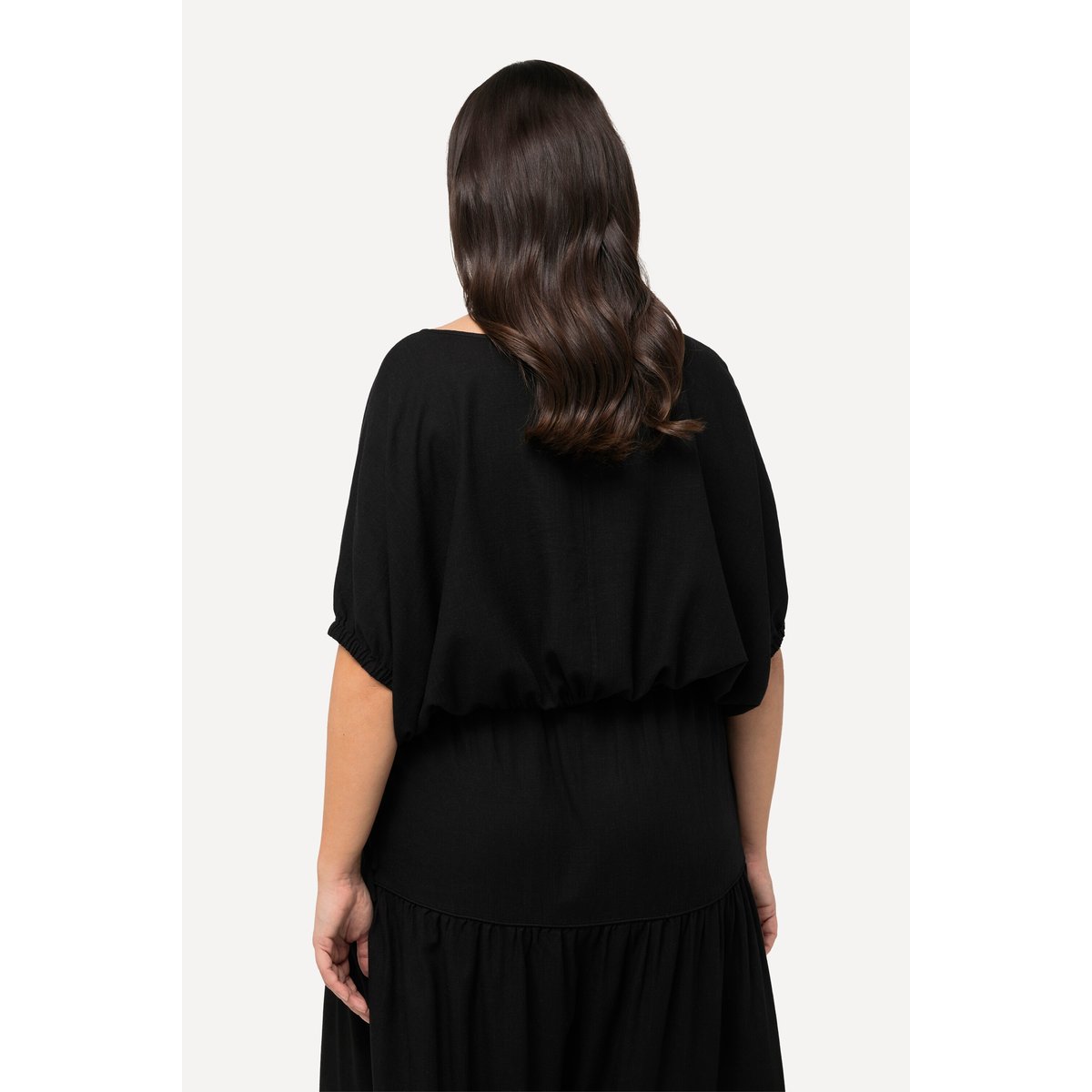 Blouse oversize en lin mélangé noir, ULLA POPKEN