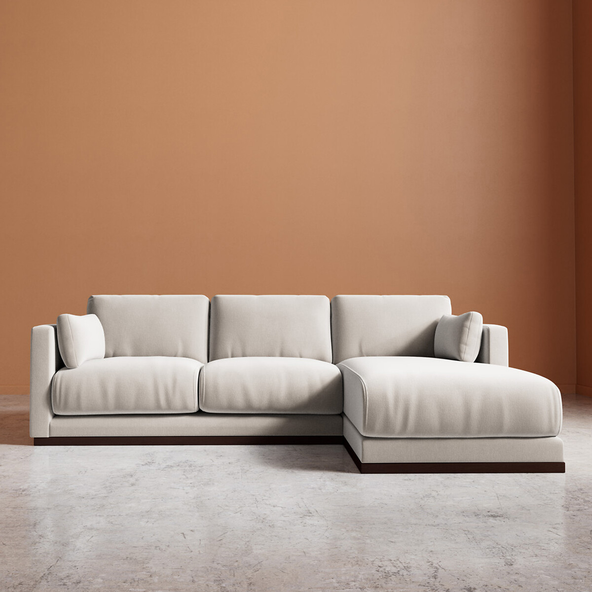 Alesund Crushed Velvet Corner Chaise Sofa ecru , SWOON