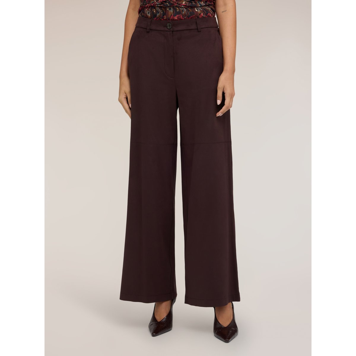 Pantalon palazzo taille haute marron, MOTIVI