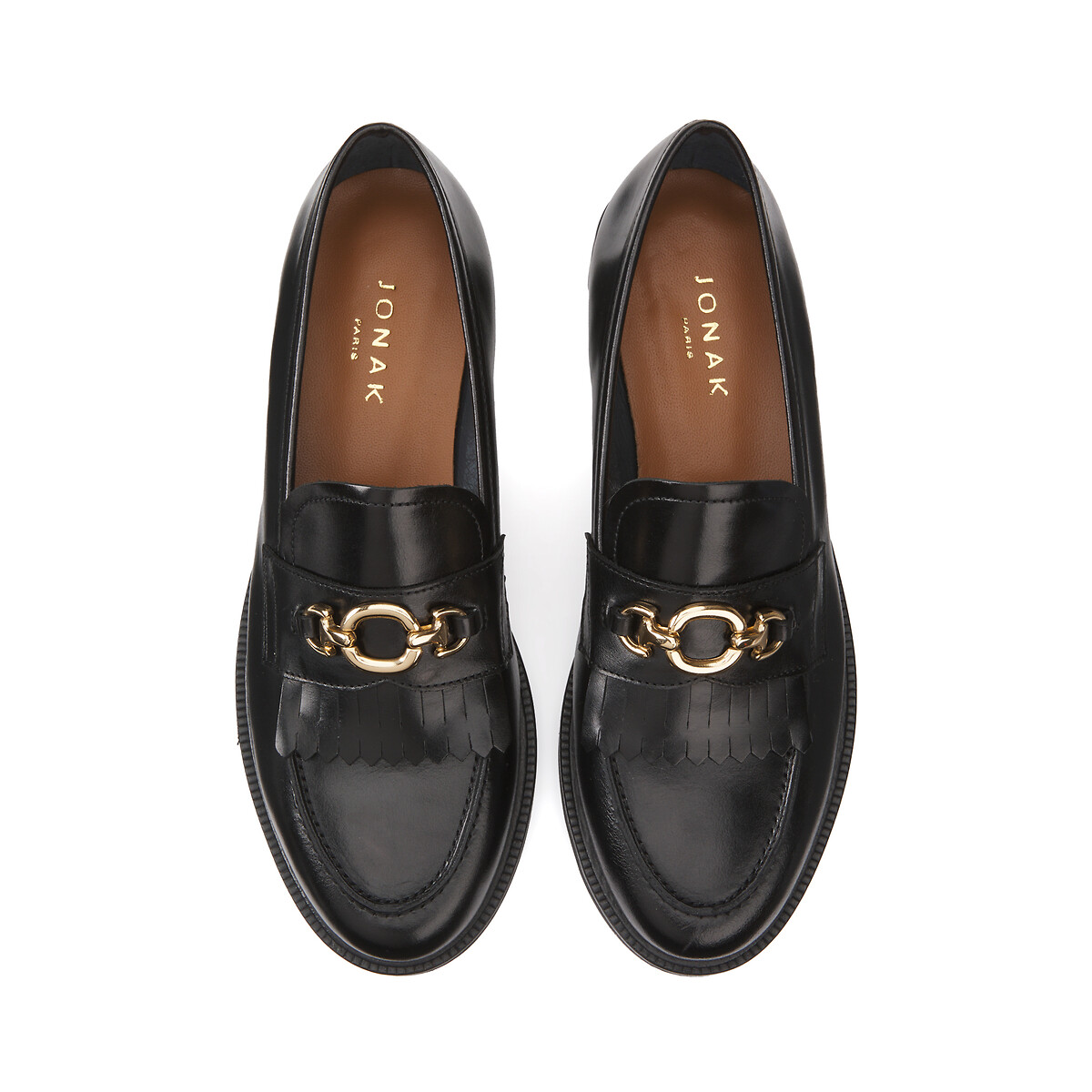 Mocassins cuir Delphes, fabriqués en Europe noir, JONAK