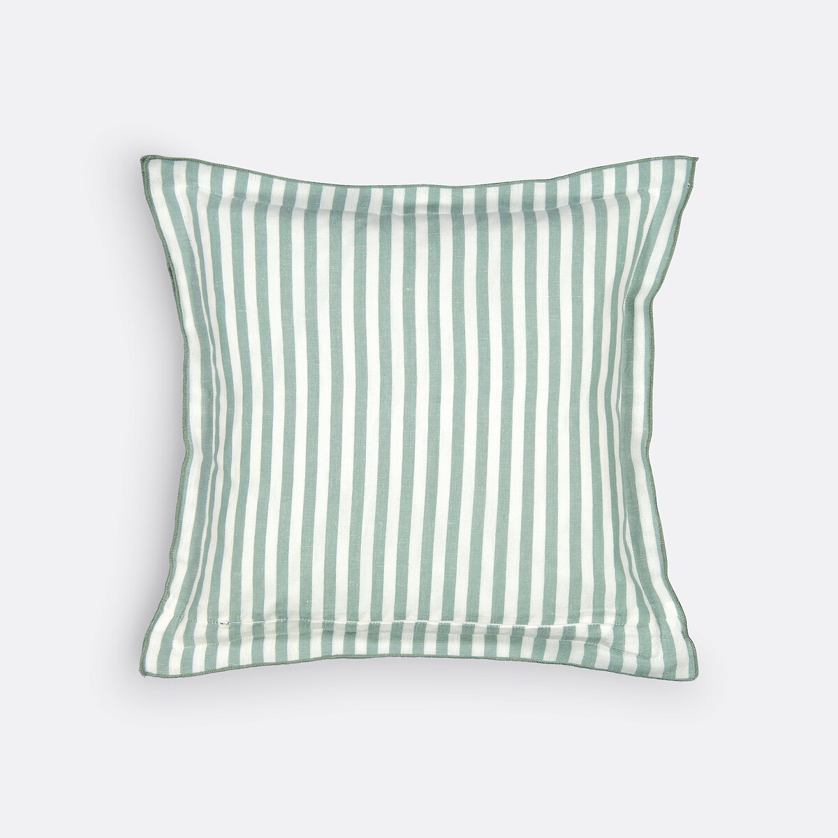 Cottage Cushion Cover in Gingham Check Cotton/Linen grey-green, LA REDOUTE INTERIEURS