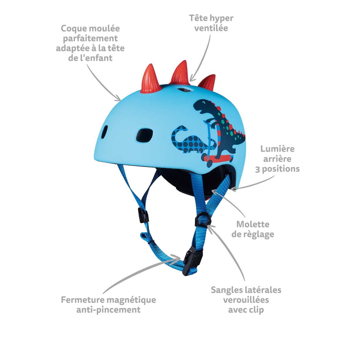 Casque Dinosaure 3D dinosaures, MICRO MOBILITY