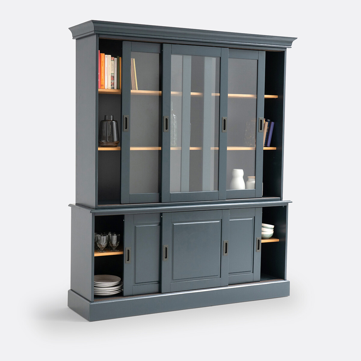 Armario para vajilla con 6 puertas, de pino macizo y MDF, POIRET antracita, LA REDOUTE INTERIEURS