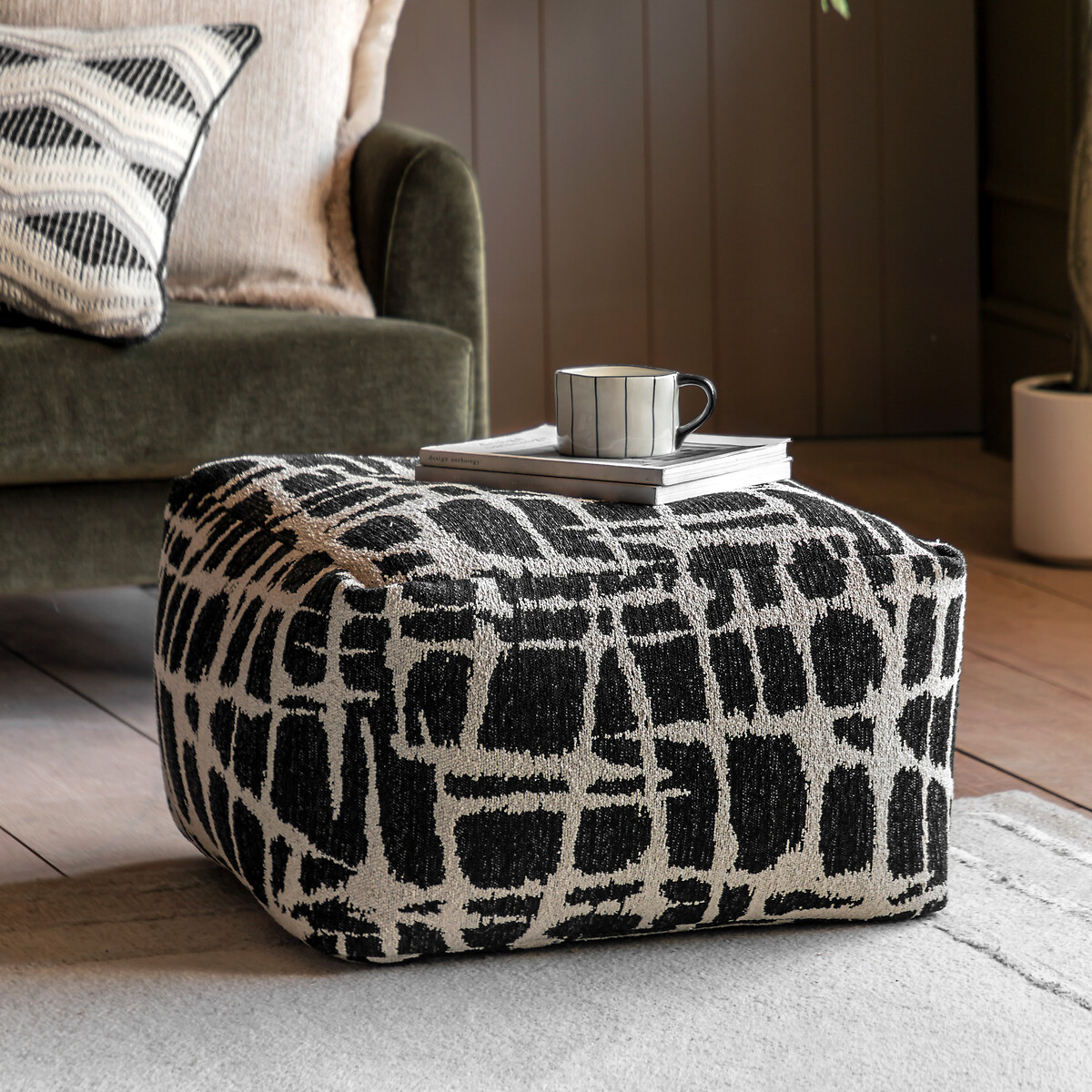 Elena Jacquard Pouffe 55x55cm slate, ÉDITÉ