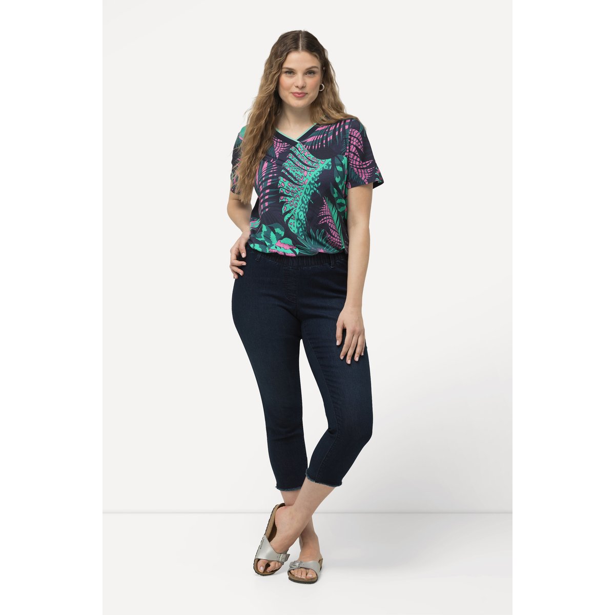 Jegging Sienna 7/8 à taille élastique jean bleu foncé, ULLA POPKEN