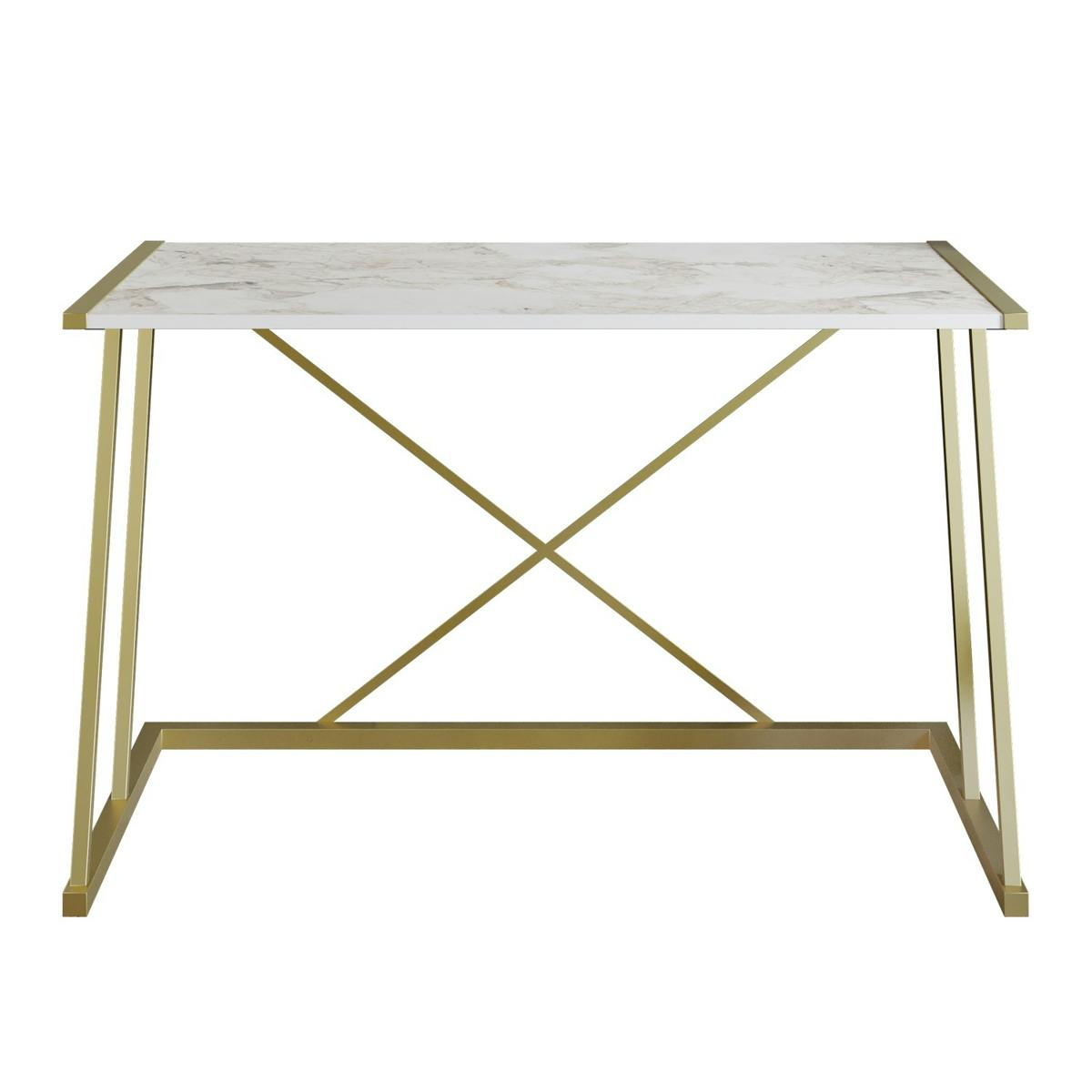 Bureau moderne chic avec plateau décor marbre JENA blanc, PIER IMPORT