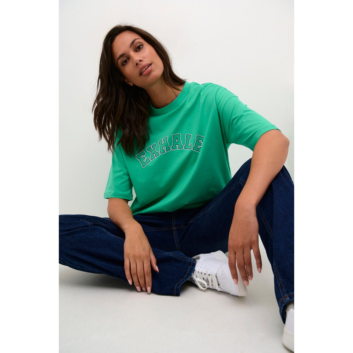 T-shirt vert gumdrop green statement, KAFFE