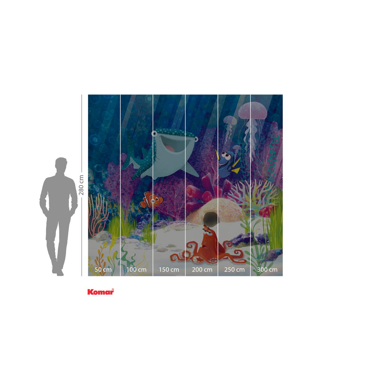Papier peint Komar - Dory Aqua Party - 300 x 280 cm multicolore, HEXOA