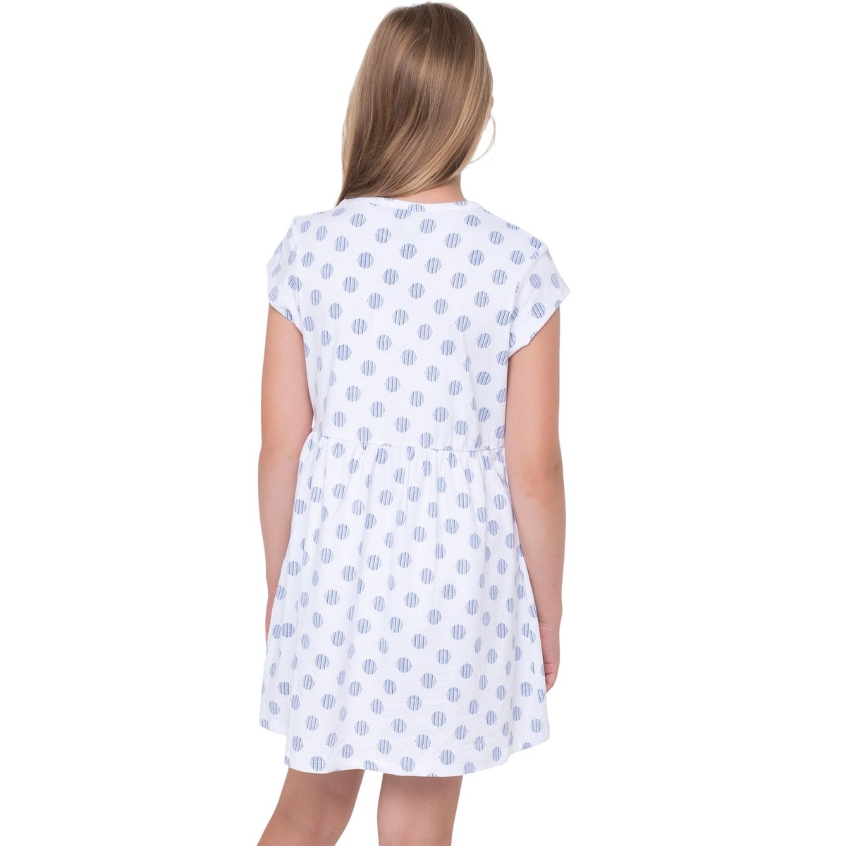 Robe décontractée à taille cintrée et manches courtes motif/style à pois et à rayures blanc, TRESPASS