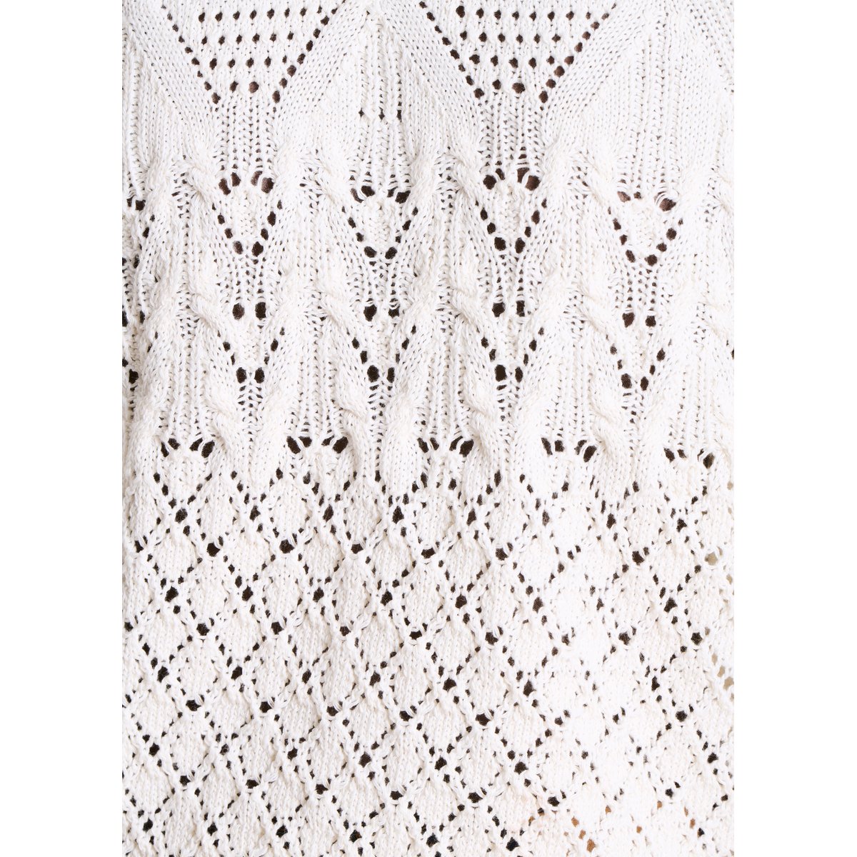 Pull en maille ajourée manches longues ecru, LA FEE MARABOUTEE