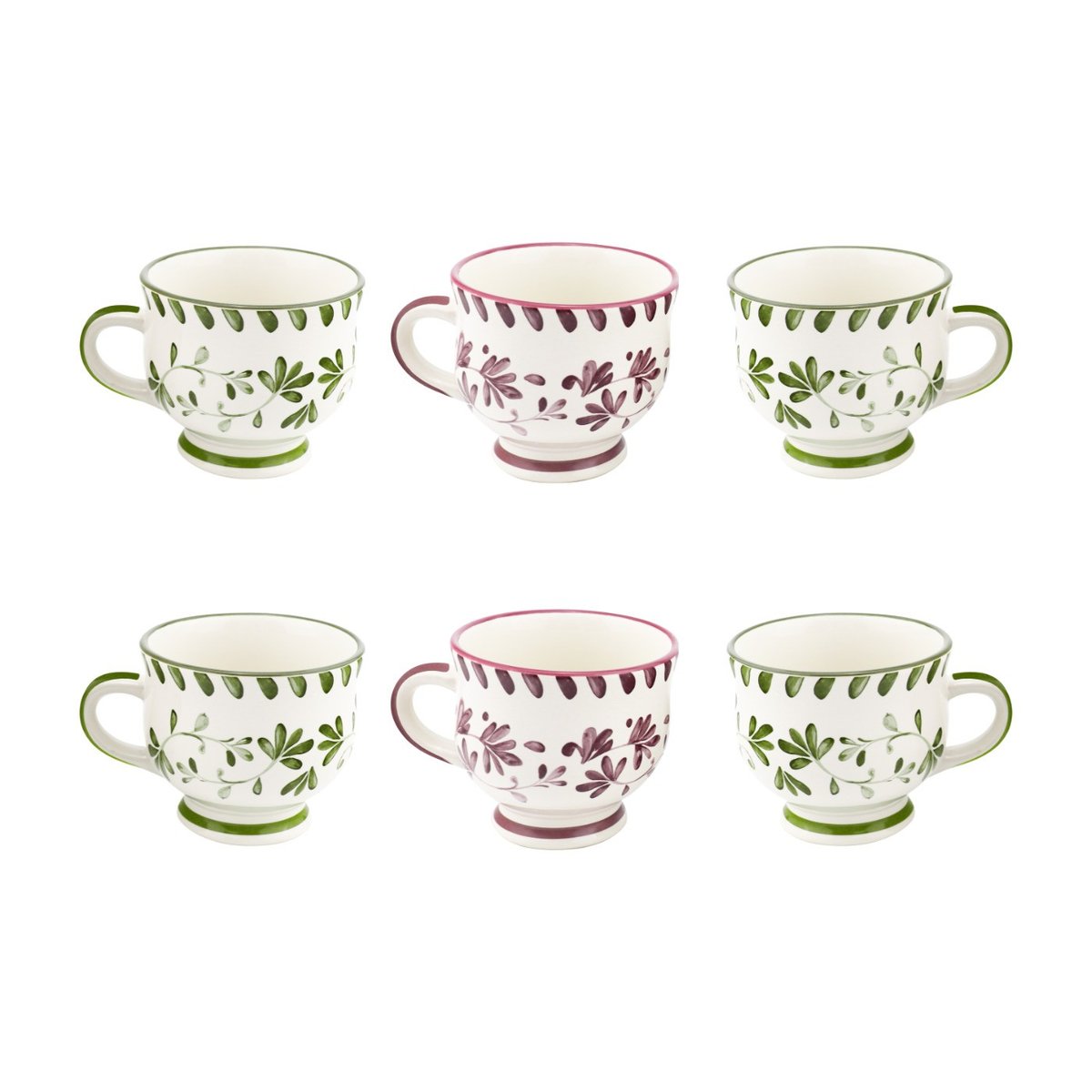 Lot de 6 mugs à pieds, TRATTORIA bleu, ARTIME