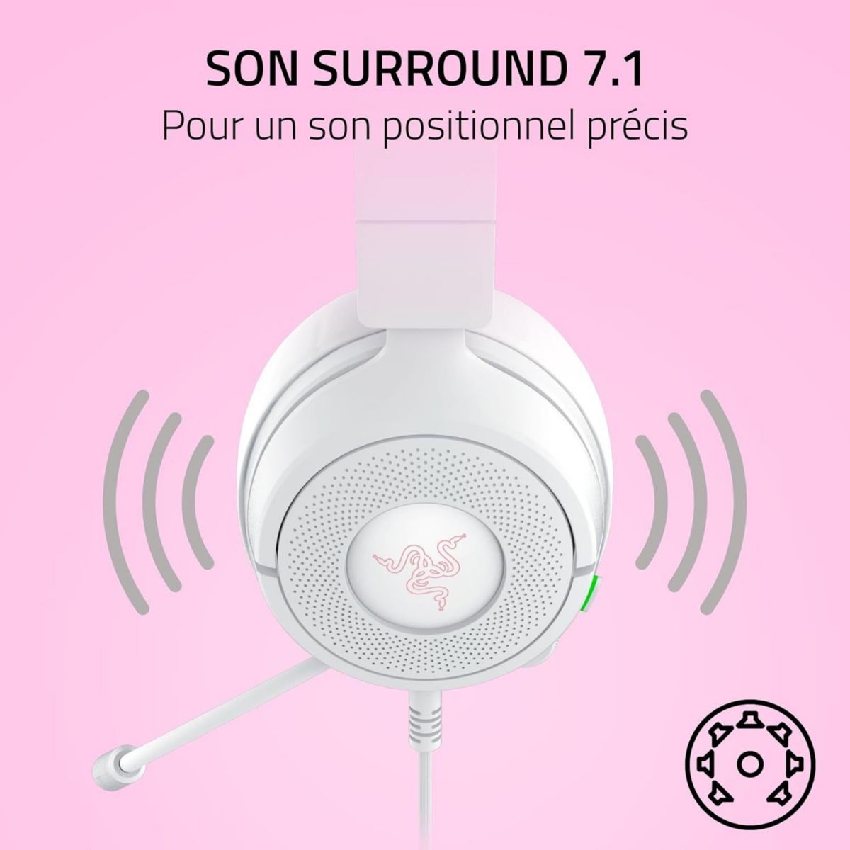 Casque gamer KRAKEN KITTY V3 X BLANC couleur unique, RAZER