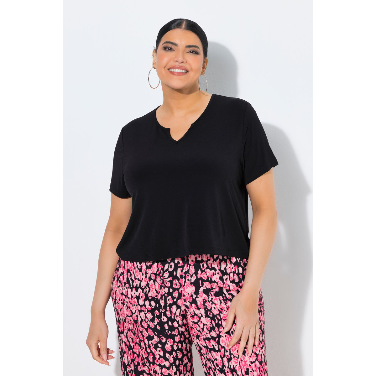 T-shirt long noir, ULLA POPKEN