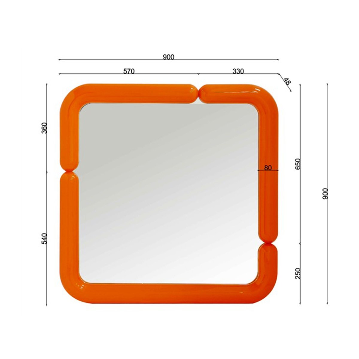 Miroir carré, ELIANO orange, KARE DESIGN