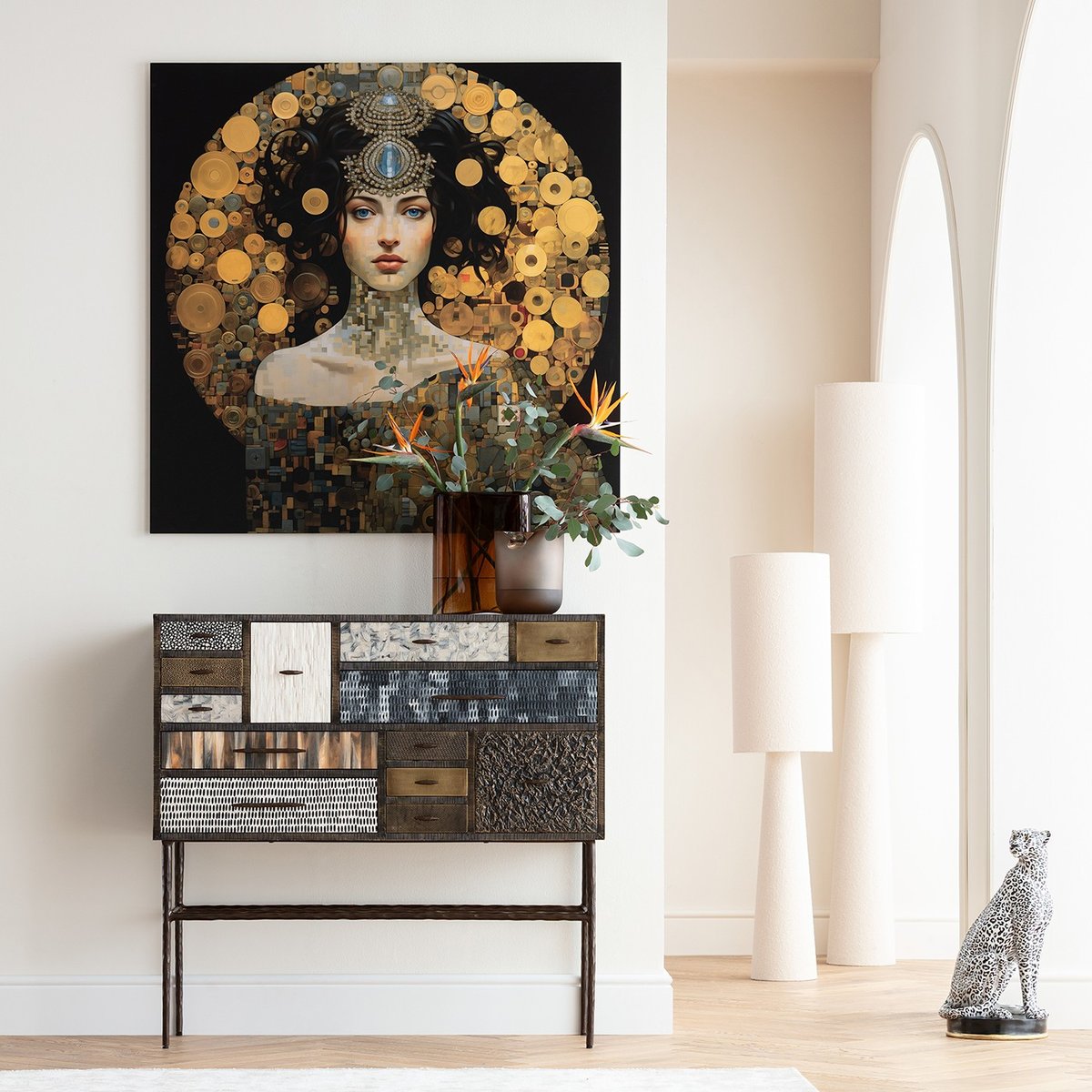 Tableau en verre femme, ART NOUVEAU jaune, KARE DESIGN