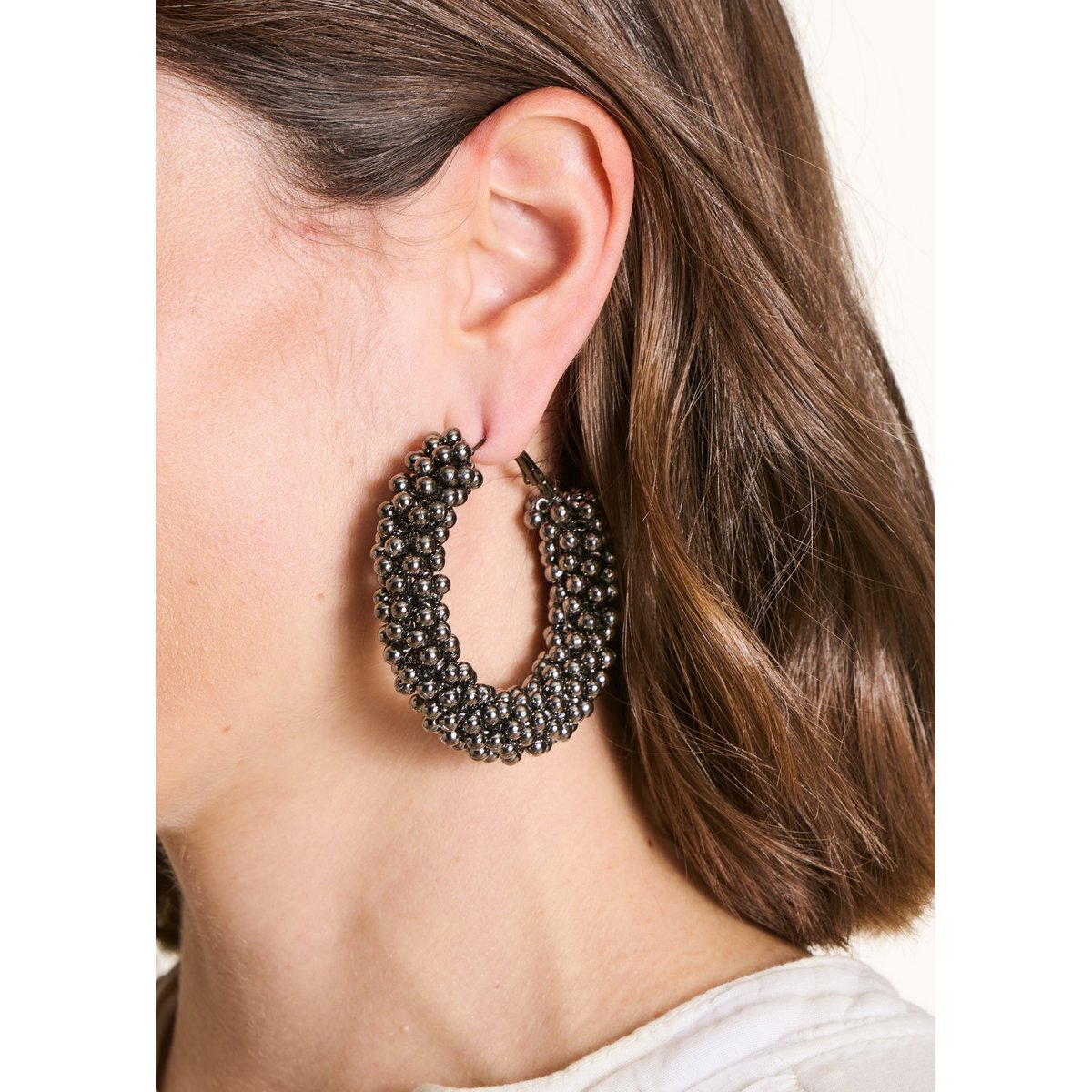 Boucles d'oreilles créoles noir, LA FEE MARABOUTEE