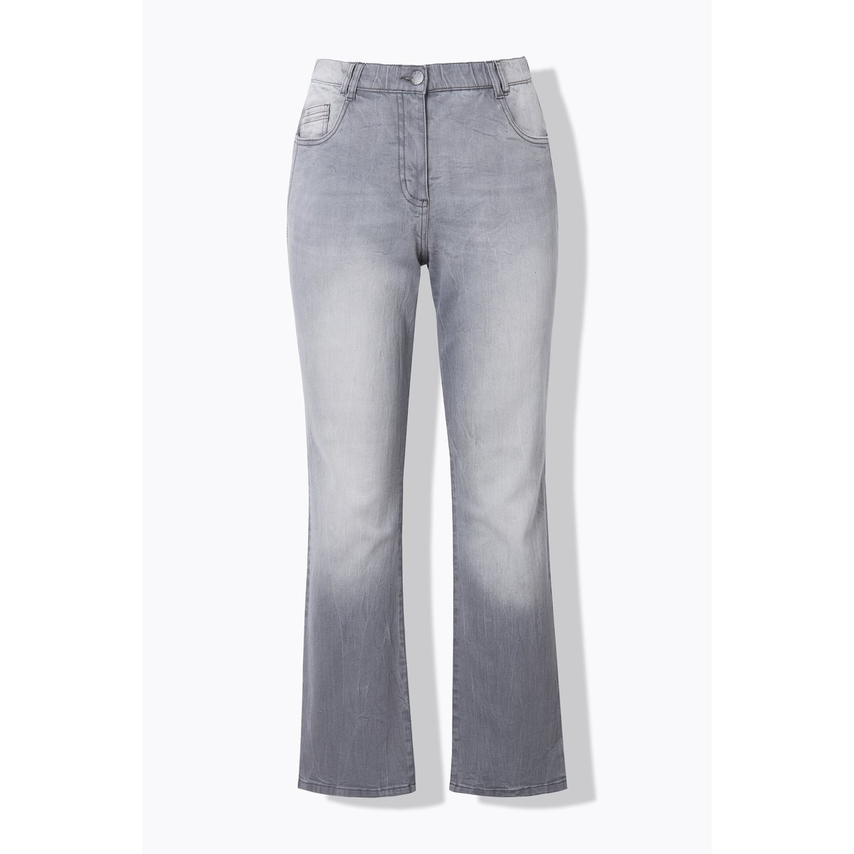 Jean Mandy, jambe droite et large jean gris foncé, ULLA POPKEN