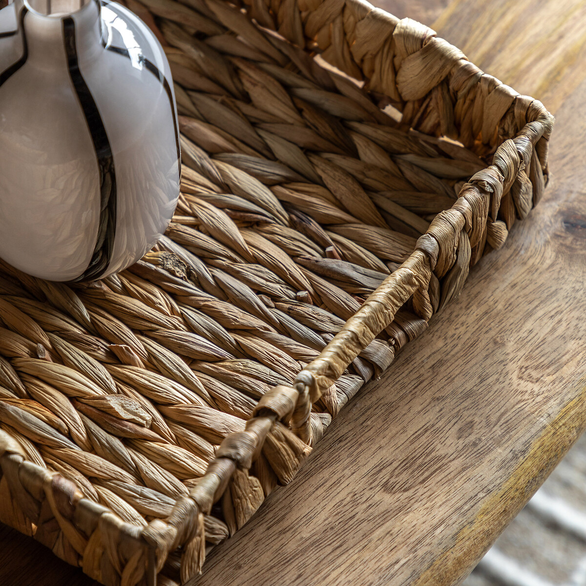 Set of 2 Alma Woven Rectangular Trays in Natural brown , ÉDITÉ