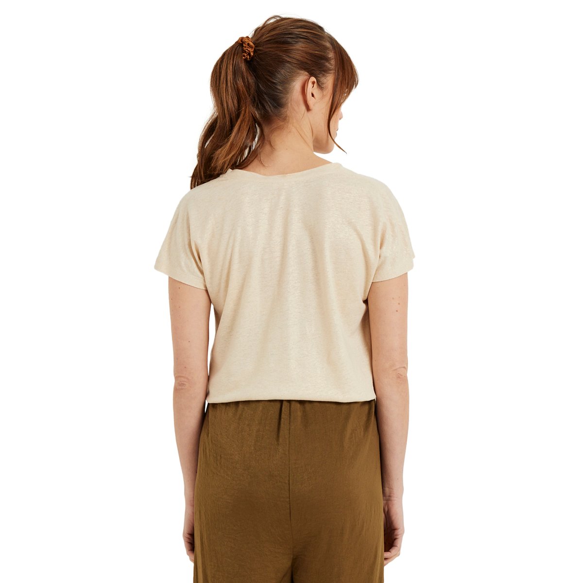 T-shirt irisé de grossesse en viscose et lin beige doré, VERTBAUDET