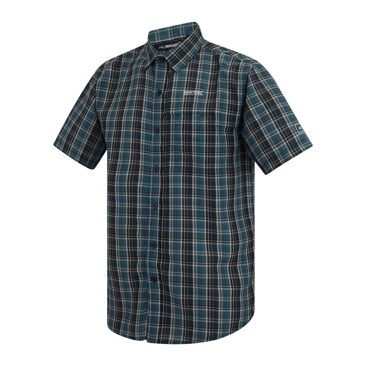 Chemise manches courtes motif/style à carreaux MINDANO bleu nuit à carreaux, REGATTA