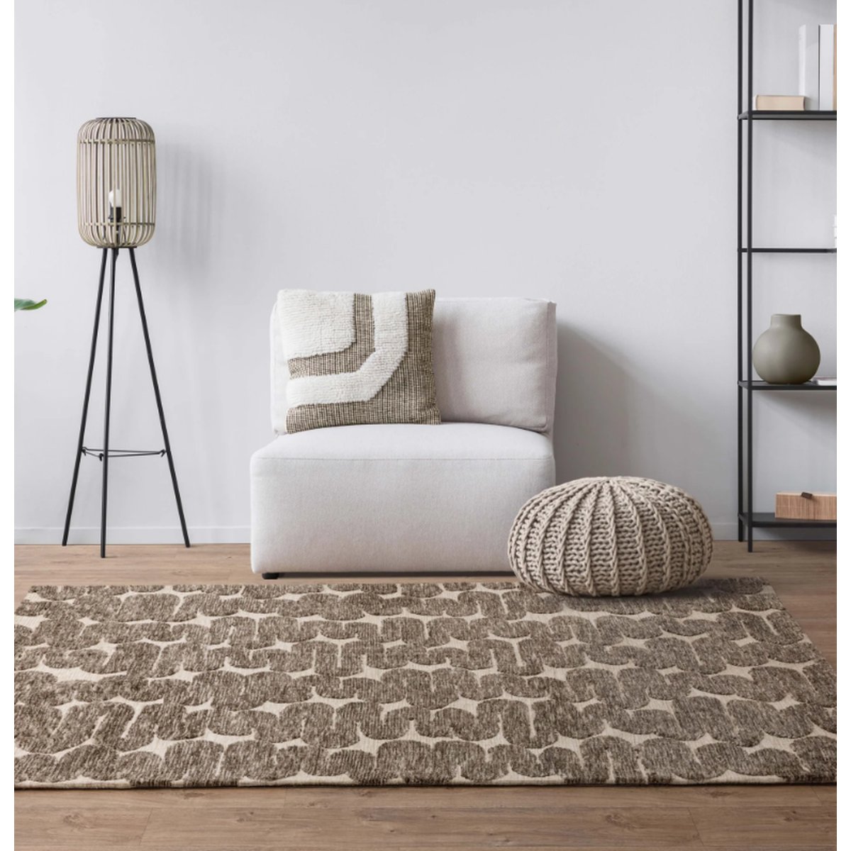 Tapis moderne tissé plat KAHUNA marron, NOVATREND