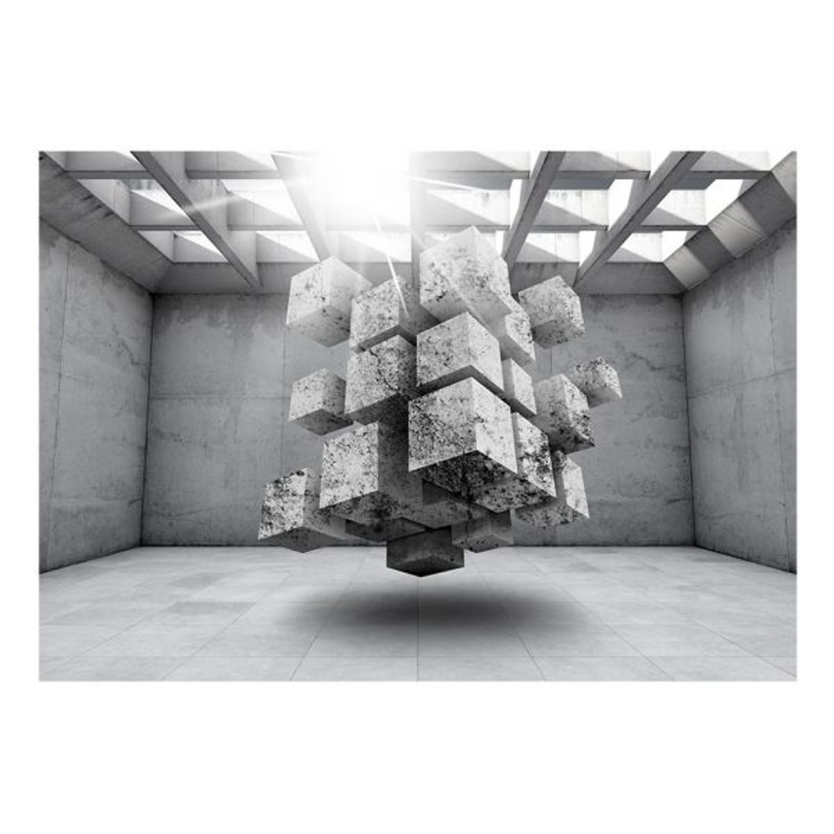 Papier peint intissé panoramique 3D et Perspective Concrete Prison noir, EDEN