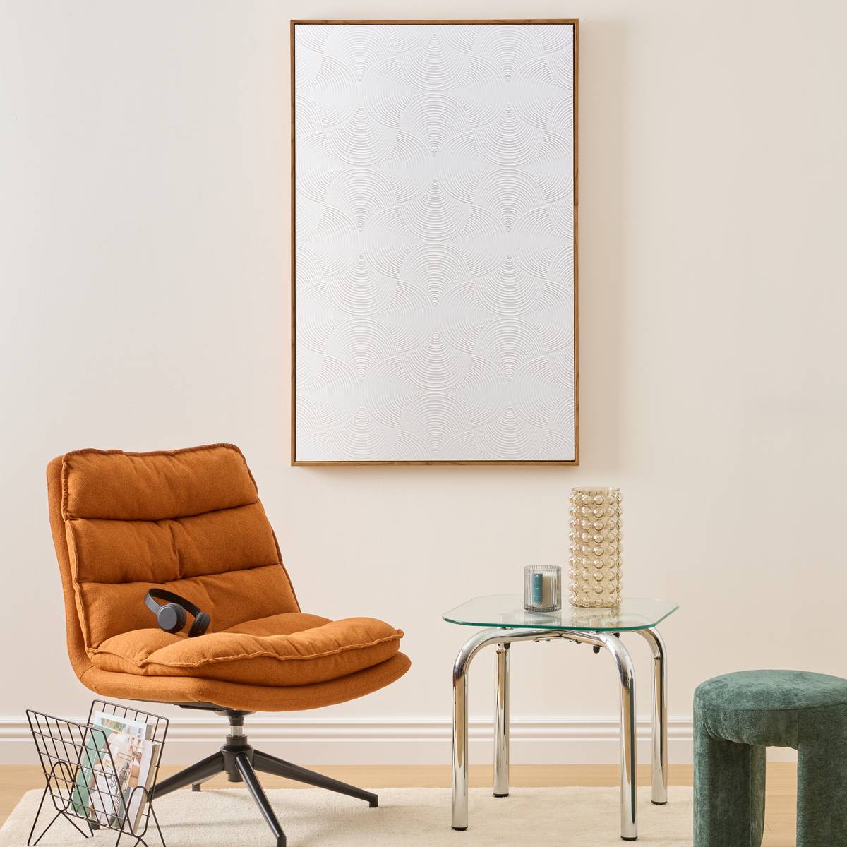 Toile 3D motifs abstraits relief MARILOU blanc, ATMOSPHERA