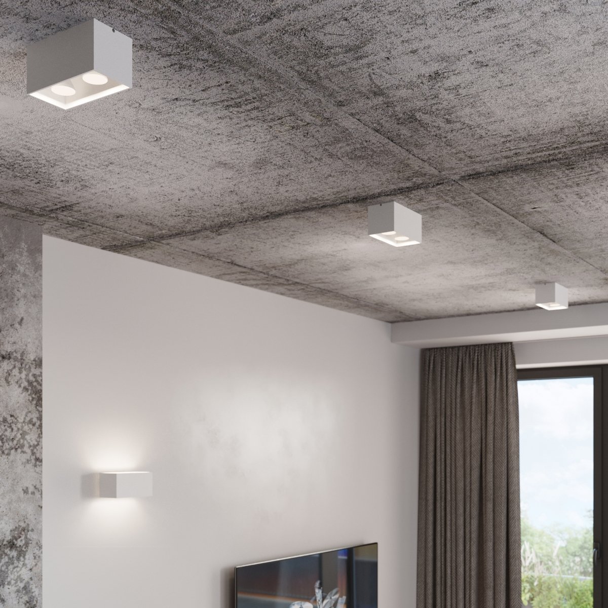 Plafonnier Aluminium Blanc GU10 2 Quad blanc, EDEN