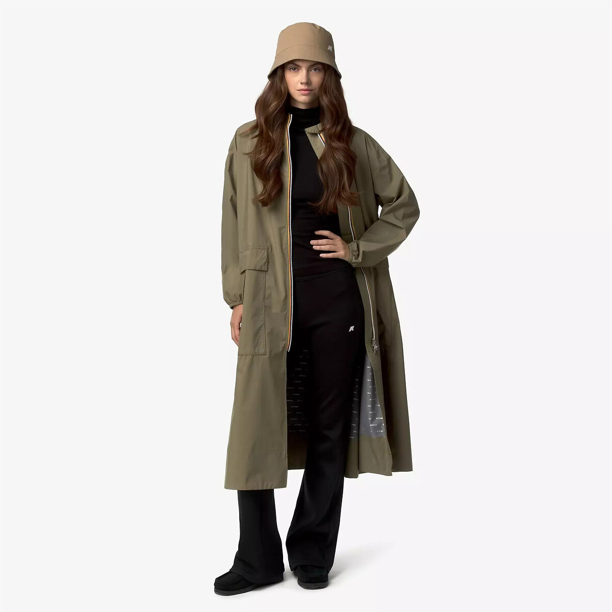 Parka longue à capuche, PERNILLA STRETCH DOT vert army, K-WAY