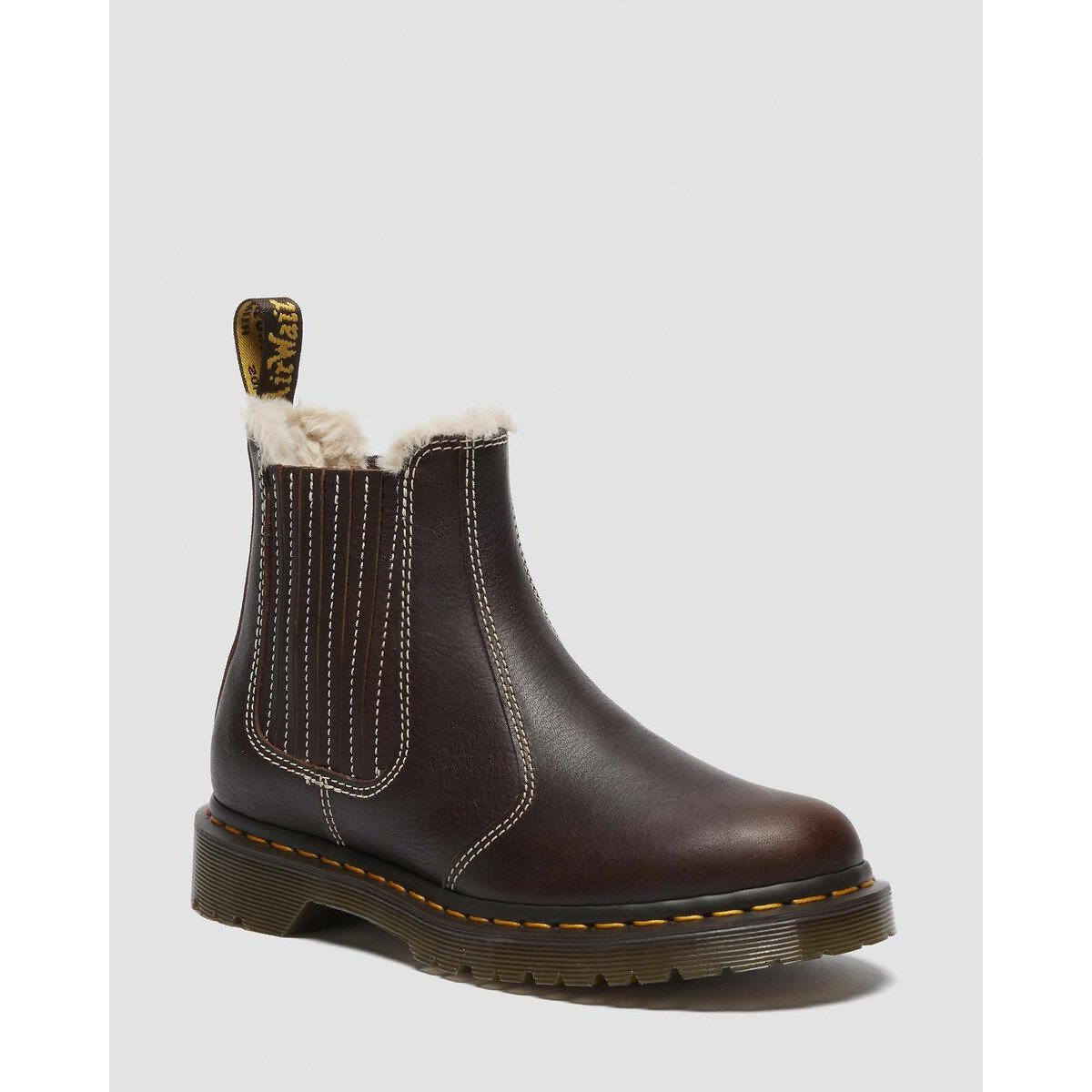 Boots chelsea 2076 Leonore II, en cuir Grizzly marron foncé, DR. MARTENS