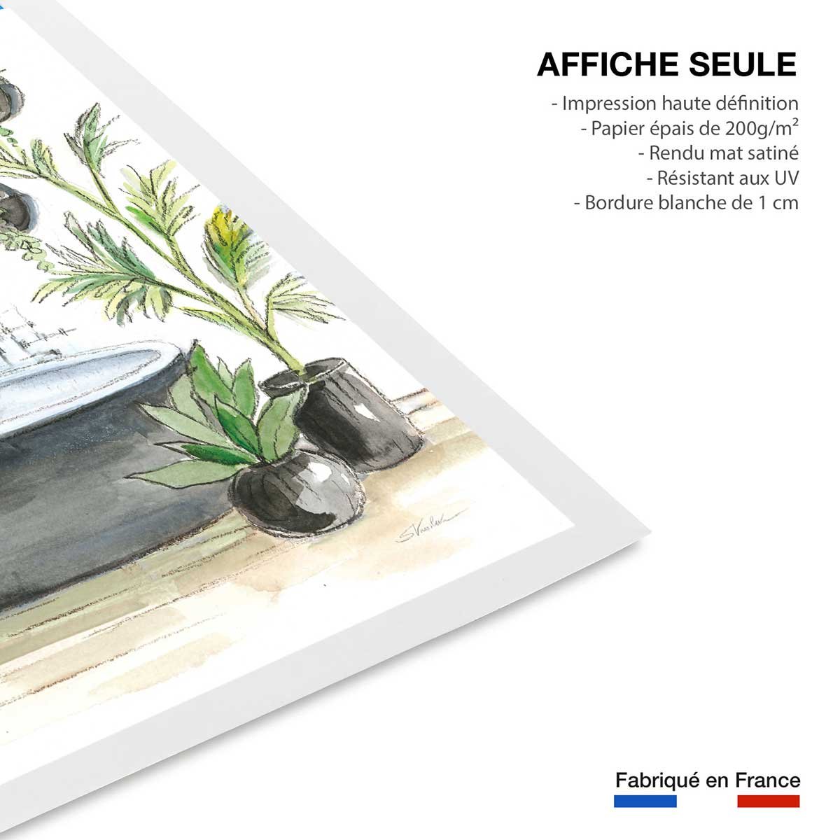 Affiche Baignoire de rêve vert affiche seule, HEXOA