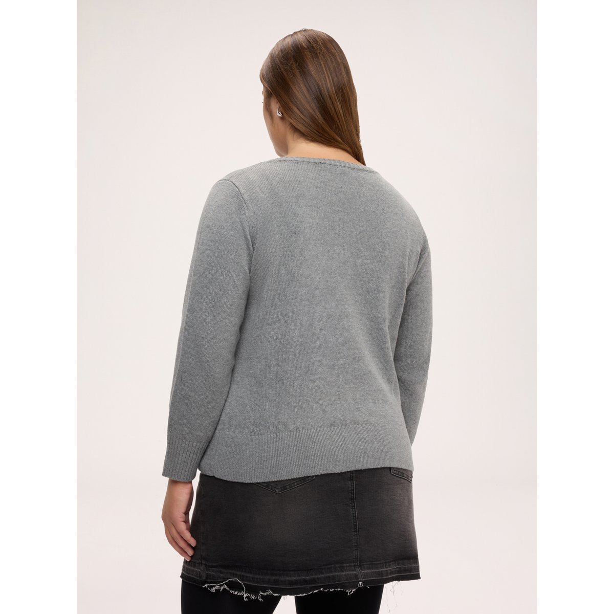 Pull motif argyle avec appliques gris, FIORELLA RUBINO
