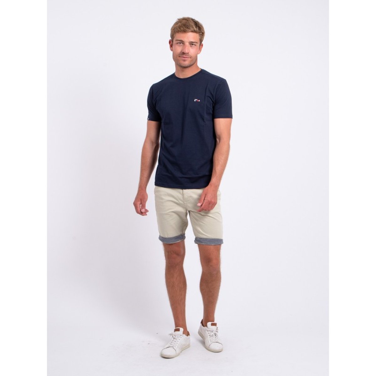 T-shirt Col Rond Pur Coton Neroten bleu marine, RITCHIE