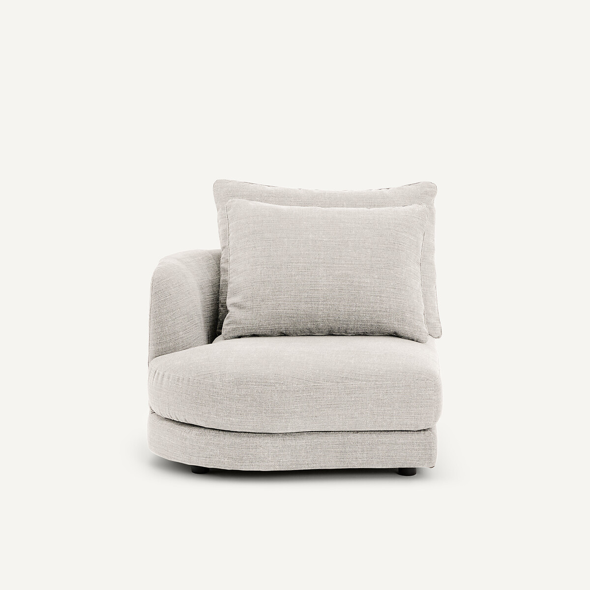 Linkes, abgerundetes, modulares Halbsofa aus Baumwolle und Leinen, TIBERIO beige, AM.PM