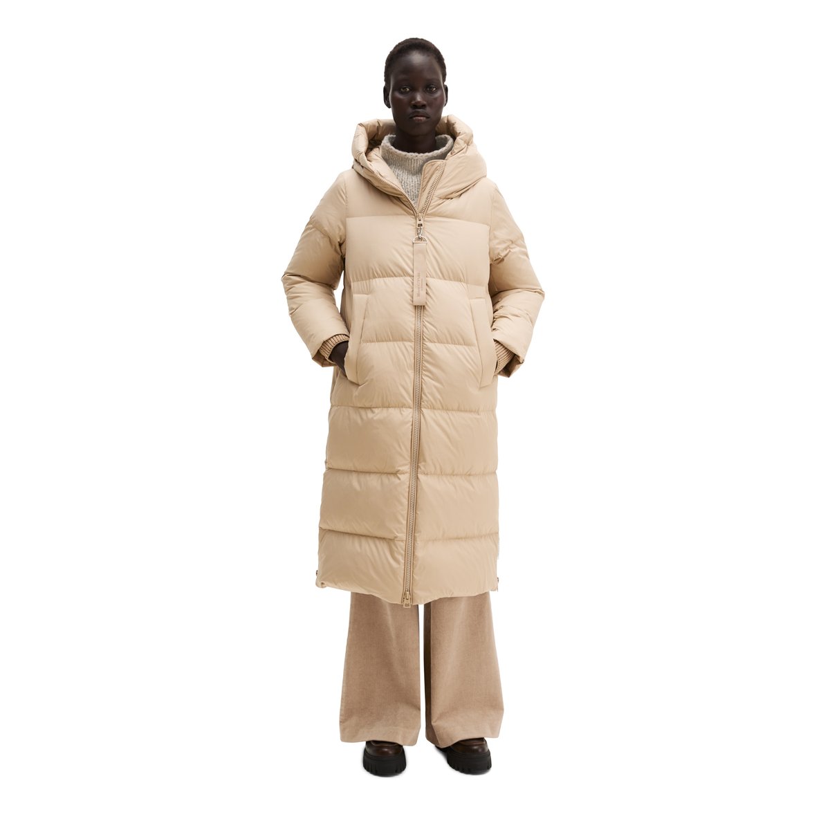 Manteau à capuche matelassé en duvet, coupe régulière à partir de matériaux recyclés beige, MARC O'POLO