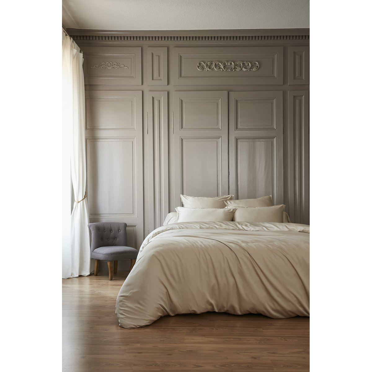 Housse de couette 120 fils Salome bleu nuit, EDEN