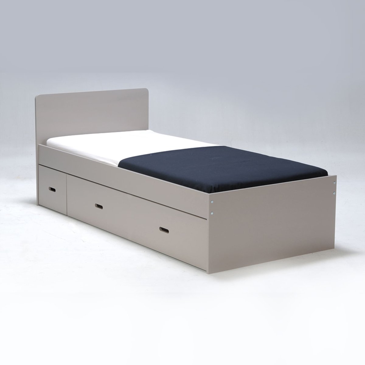 Lit tiroir enfant bois avec chevet gris, TERRE DE NUIT