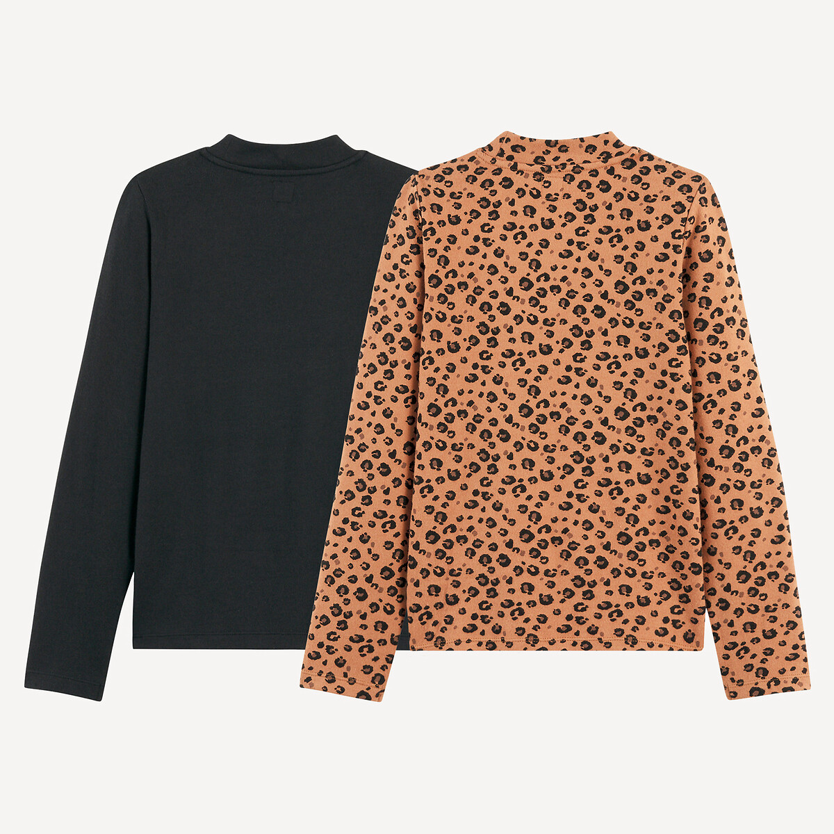 Lot de 2 sous pulls chauds, col montant noir + imprimé léopard, LA REDOUTE COLLECTIONS