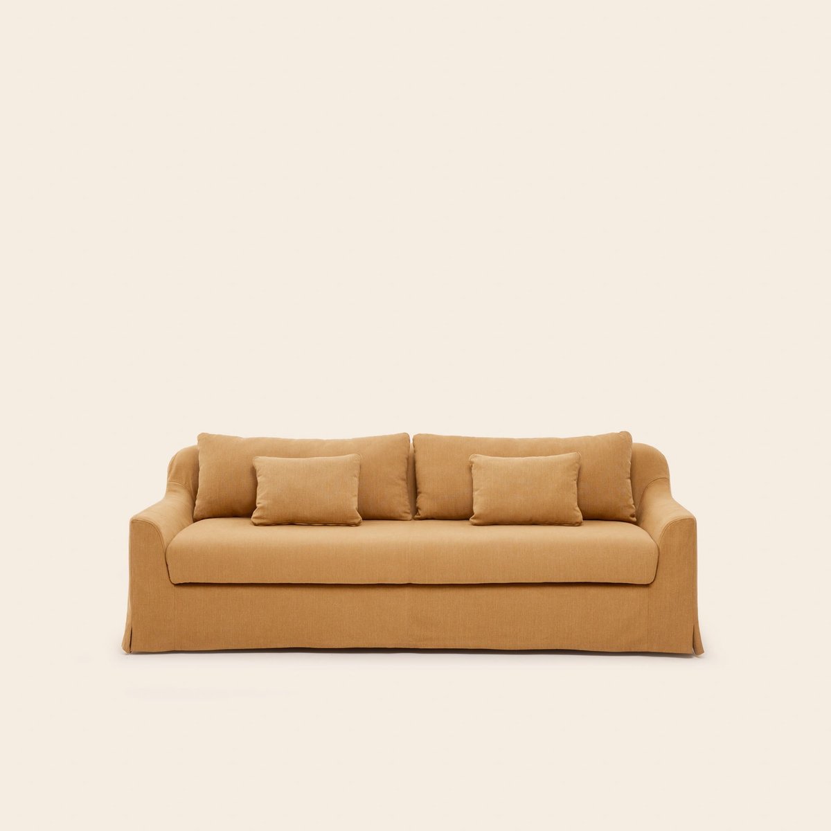 Canapé 3 Places en tissu chenille moelleuse CLARIBEL barbate caramel, MADURA