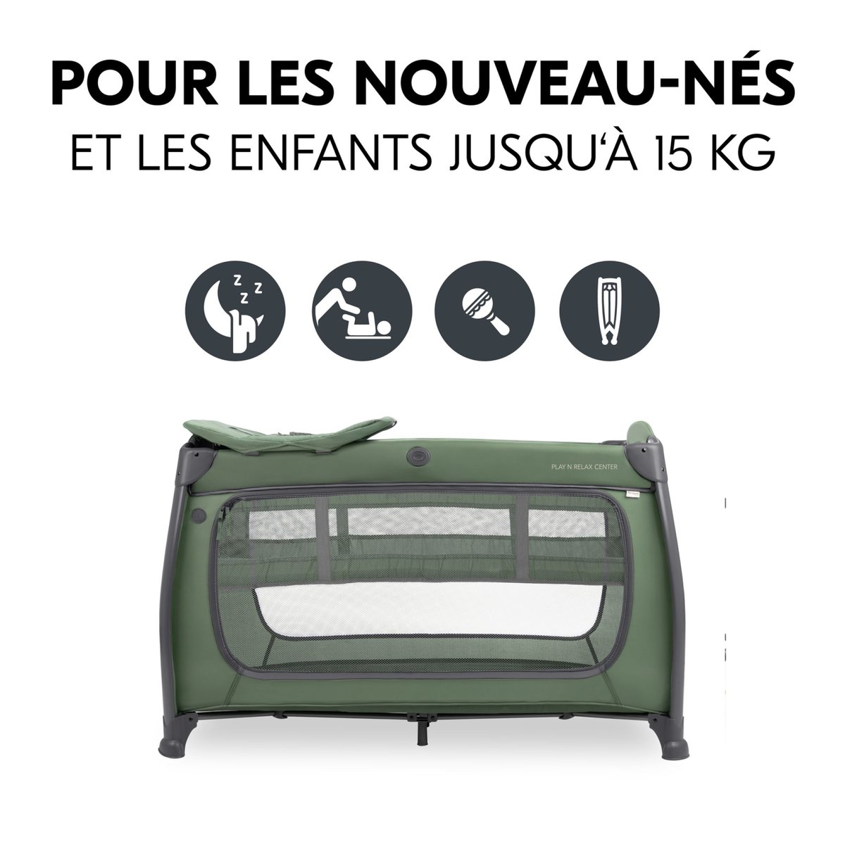 Lit parapluie 3 en 1 Sleep N Play Center vert foncé, HAUCK