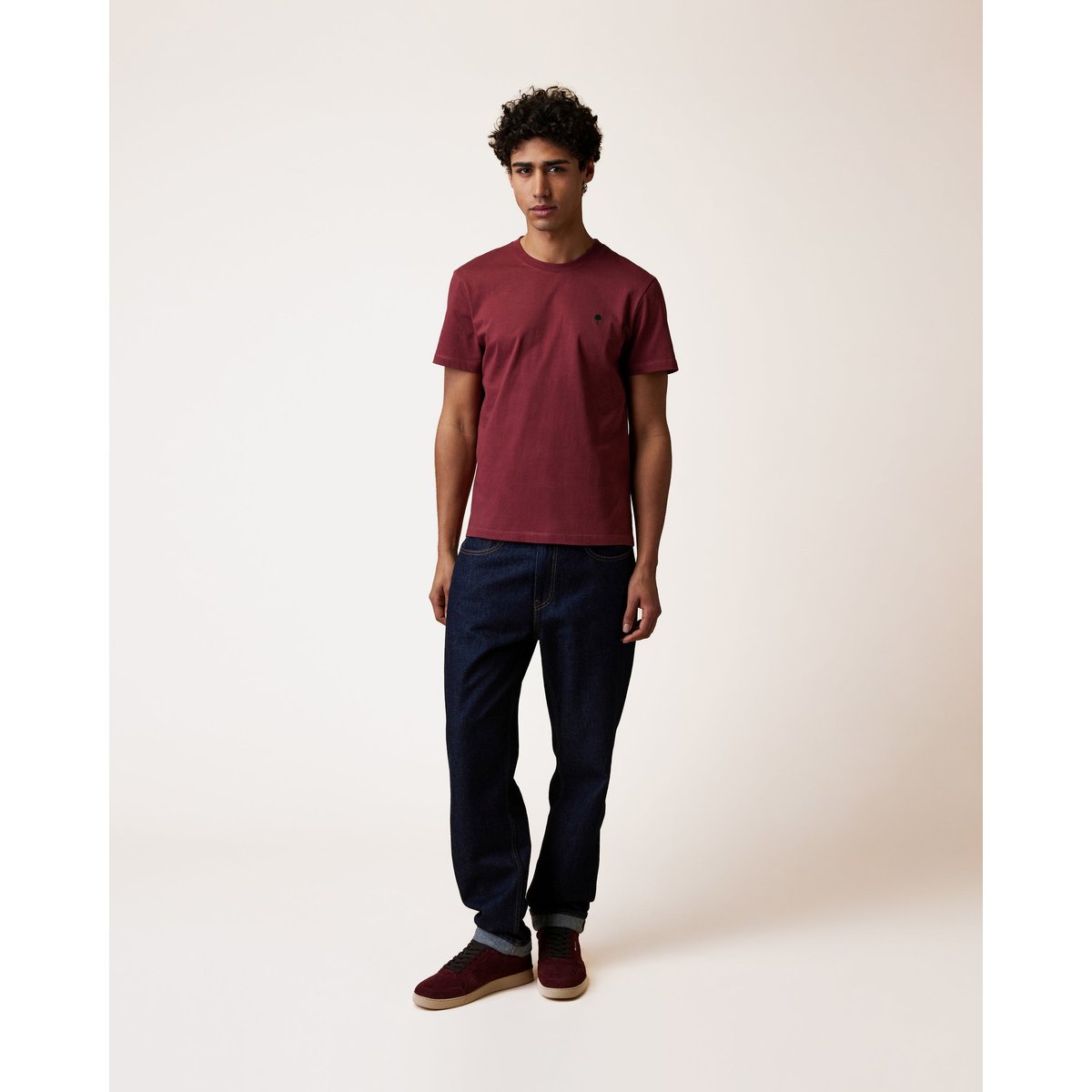 T-shirt en maille bordeaux, FAGUO