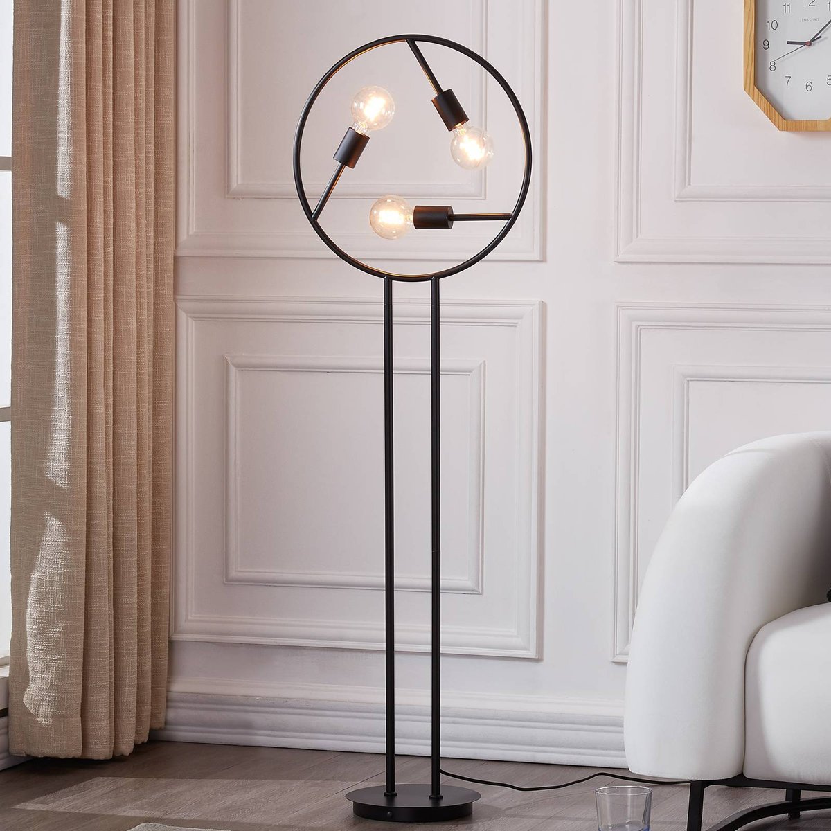 Lampadaire en métal design, Linnard noir, LUCANDE